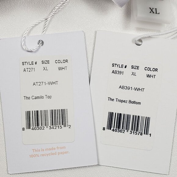 Andie Swim The Camilo Top & The Tropez Bottom White Bikini Set Size XL Beachwear - Picture 2 of 16